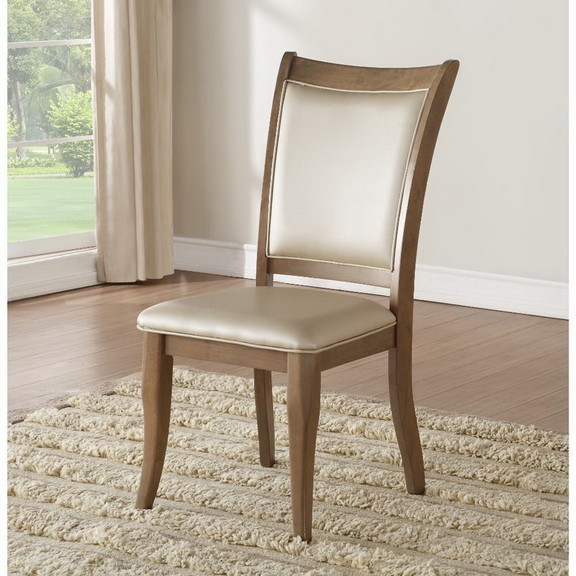 Acme 71767 Harald Side Chair (Set 2)  Beige PU   G...