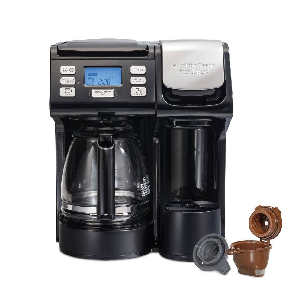 Hamilton Beach FlexBrew Trio 12-Cup Black Drip Coffee Maker with Single Cup Brewer 49902