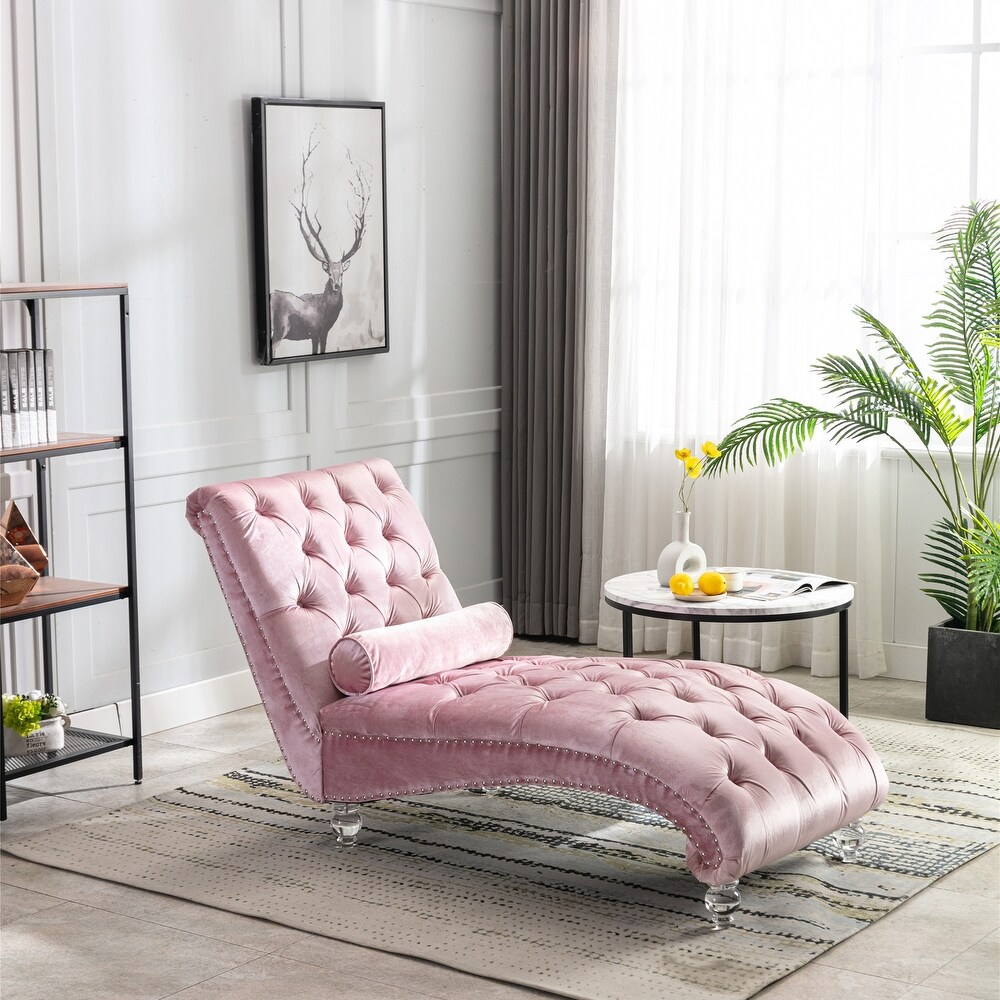 Acrylic Foot Tufted Lounge Chair Chesterfield Lounge Button Tufted Chaise