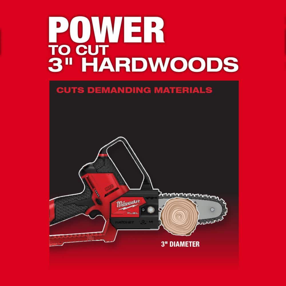 Milwaukee M12 FUEL 12Volt LithiumIon Brushless Battery 6 in HATCHET Chainsaw Kit with 60 Ah and 40 Ah Battery Charger