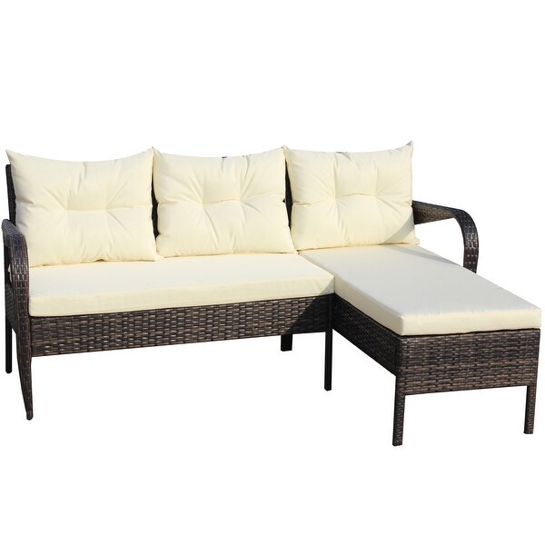 Outdoor patio Furniture sets 2 Piece Conversation set wicker Ratten Sectional Sofa with Seat Cushions