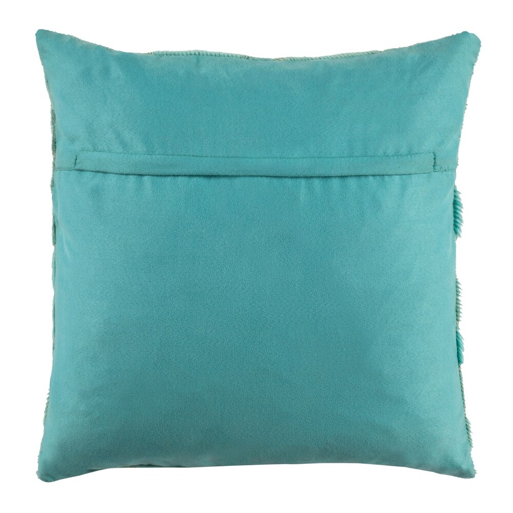 SAFAVIEH Draper Teal Cowhide 20 inch Pillow