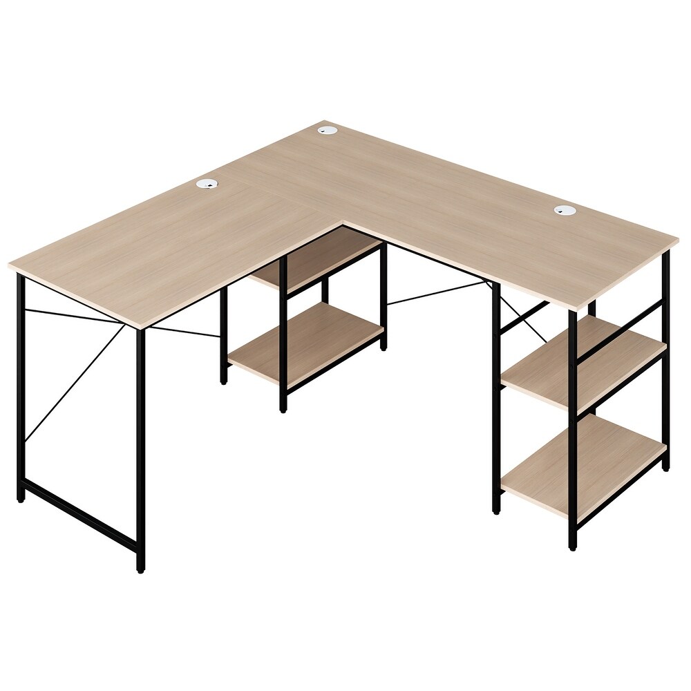 Costway 95'' Convertible L shaped Corner Computer Desk 2 Person Long