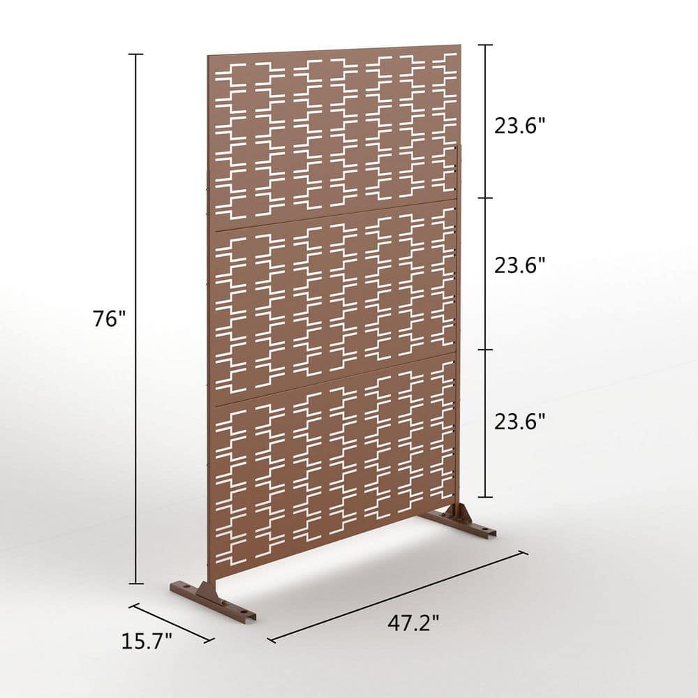 Tidoin 6.33 ft. H x 3.93 ft. W Brown Laser Cut Privacy Mesh Screening Garden Metal Fence Panel Neut-YDD0-MNW