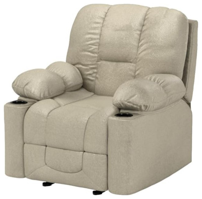 Modern Recliner  Extra Padden Seat and Back With 2 Cup Holders   Transitional   Recliner Chairs   by Declusia  Houzz