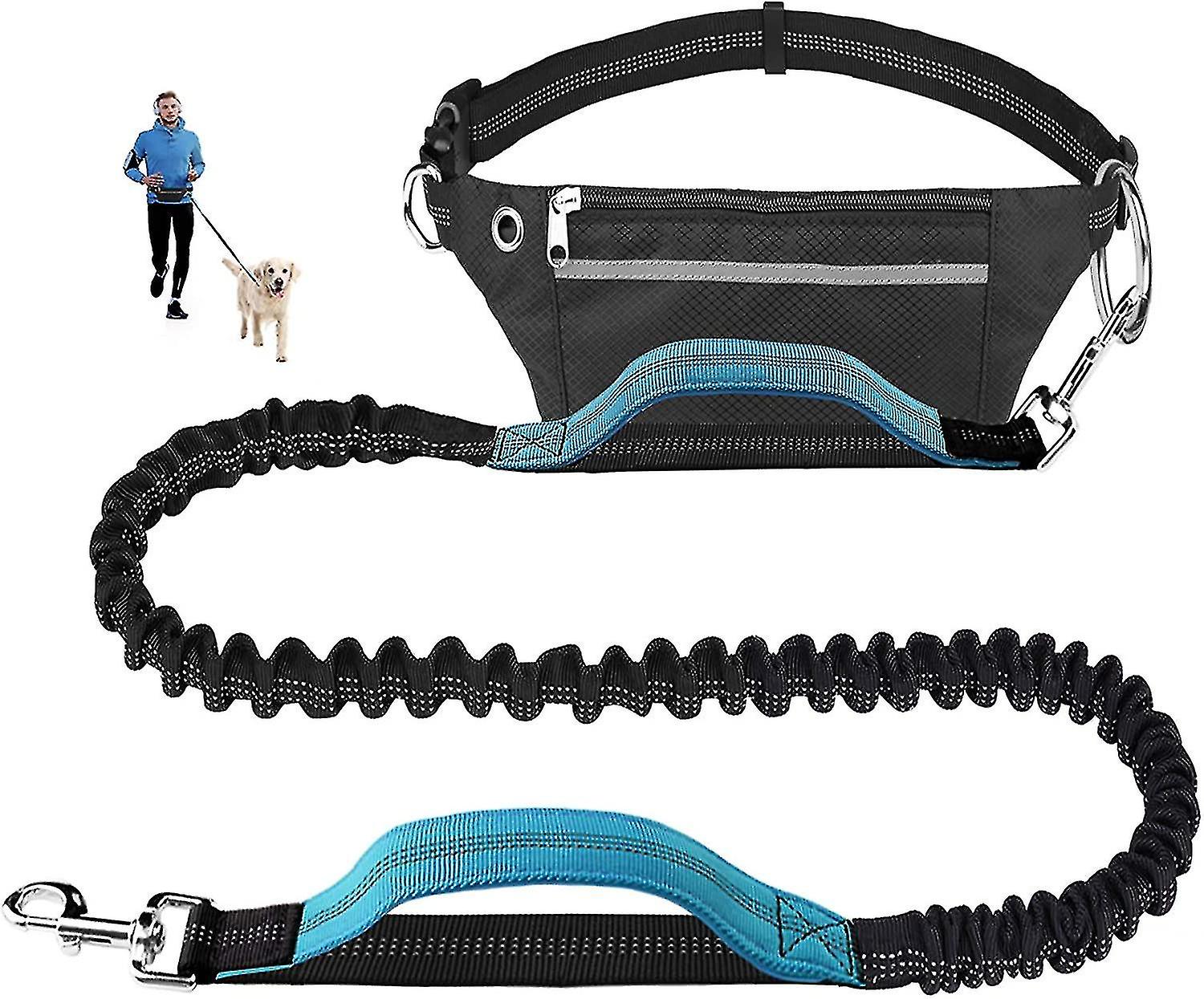 For Running， Jogging， Hiking， Retractable Bungee Dog Leash， Jogginglein Dog， Adjustable Hip Belt， Reflective Seams