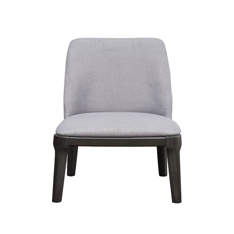 Linen Upholstered Wooden Side Chair with Curved Backrest and Block Legs， Set of 2， Gray