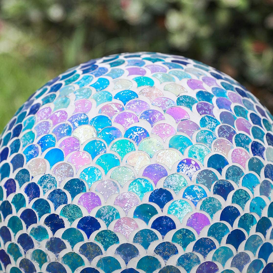 Whole Housewares | 10 Inch Mosaic Colorful Gazing Balliridescent Crackled Glass