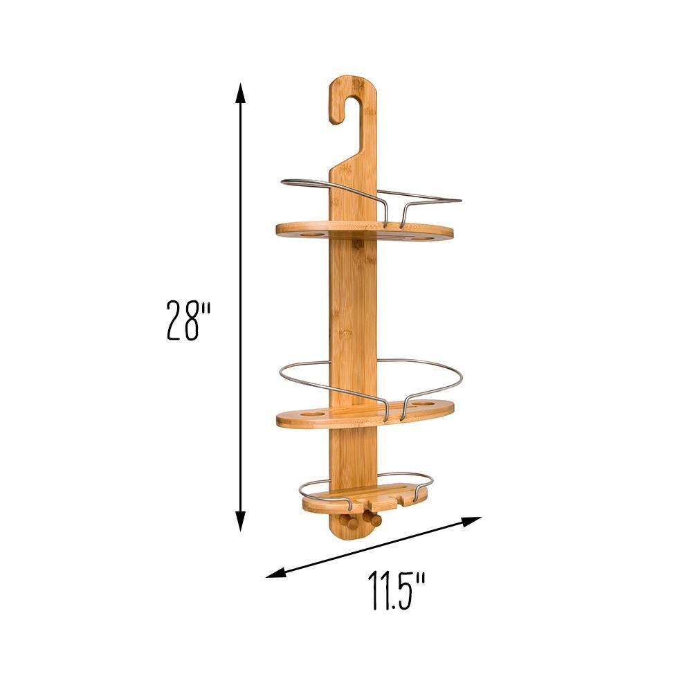 Honey-Can-Do Hanging Shower Caddy in Natural Bamboo with 3-Tiers BTH-09273