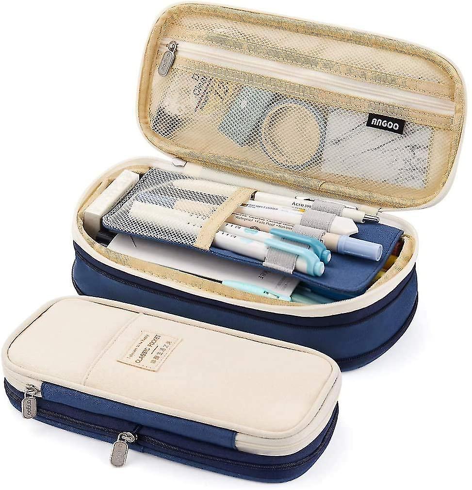 Pencil Pen Case，large Storage High Bag Pouch Holder Box Organizer With Double Zipper For Middle High
