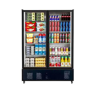 Cooler Depot 48 in. W 34 cu. ft. Commercial Upright Display Refrigerator with 2 Swing Glass Door Beverage Cooler in Black dxxsc-1076f