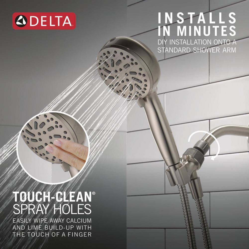 Delta 6-Spray Patterns 1.75 GPM 4.5 in. Wall Mount Handheld Shower Head in Spotshield Brushed Nickel 75740SN