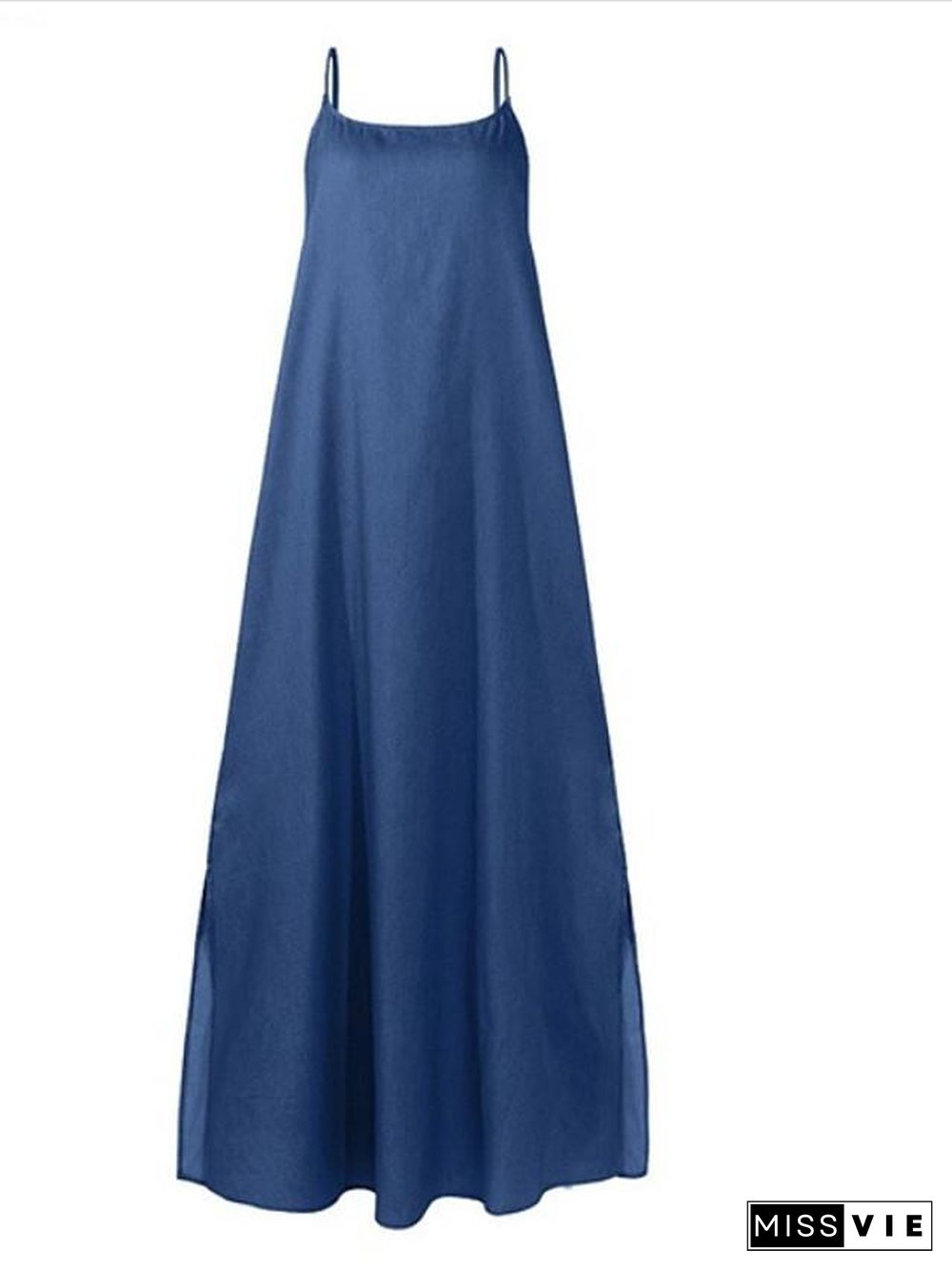 Women's Strap Dress Maxi long Dress Sleeveless Solid Color Summer Casual Dusty Blue Light Blue S M L XL XXL 3XL 4XL 5XL