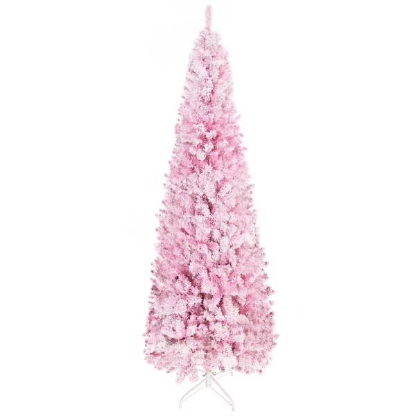 HOMCOM Artificial Colored Slim Flocked Christmas Tree with Stand