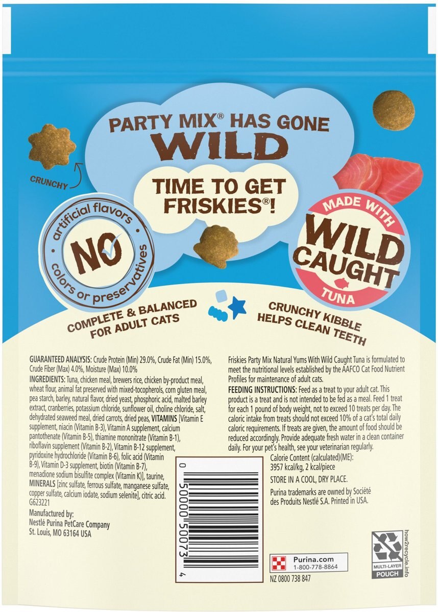 Friskies Party Mix Natural Yums With Wild Tuna Flavor Crunchy Cat Treats