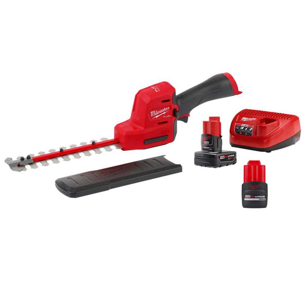 MW M12 FUEL 8 in. 12-Volt Lithium-Ion Brushless Cordless Hedge Trimmer Kit with 4.0 Ah 2.5 Ah Battery and Charger 2533-21-48-11-2425