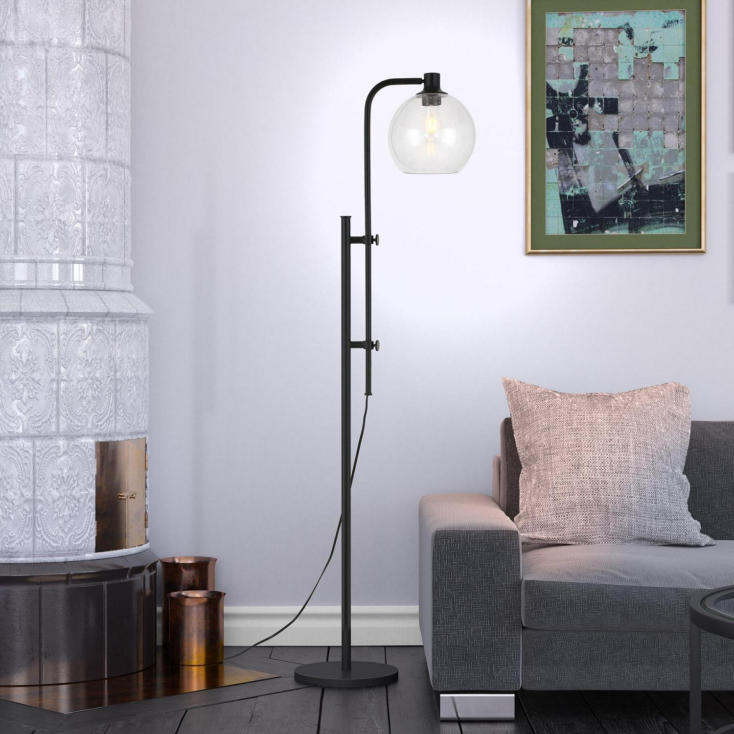 EvelynandZoe Industrial Metal Height-Adjustable Floor Lamp