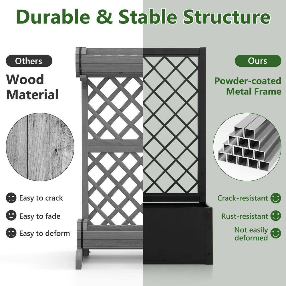 ANGELES HOME 49 in. Black Metal Vertical Raised Garden Bed with Trellis(1-Pack) 398CKGT04