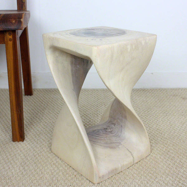 Haussmann? Original Wood Twist Stool 10 X 10 X 16 In High White Oil - 10 x 10 x 16