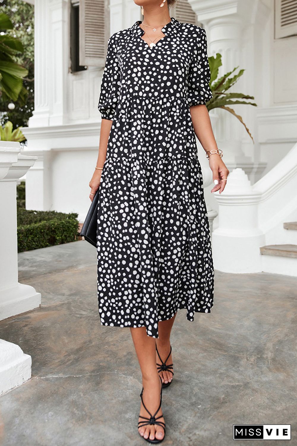 Polka Dot V-neck Dress Wholesale