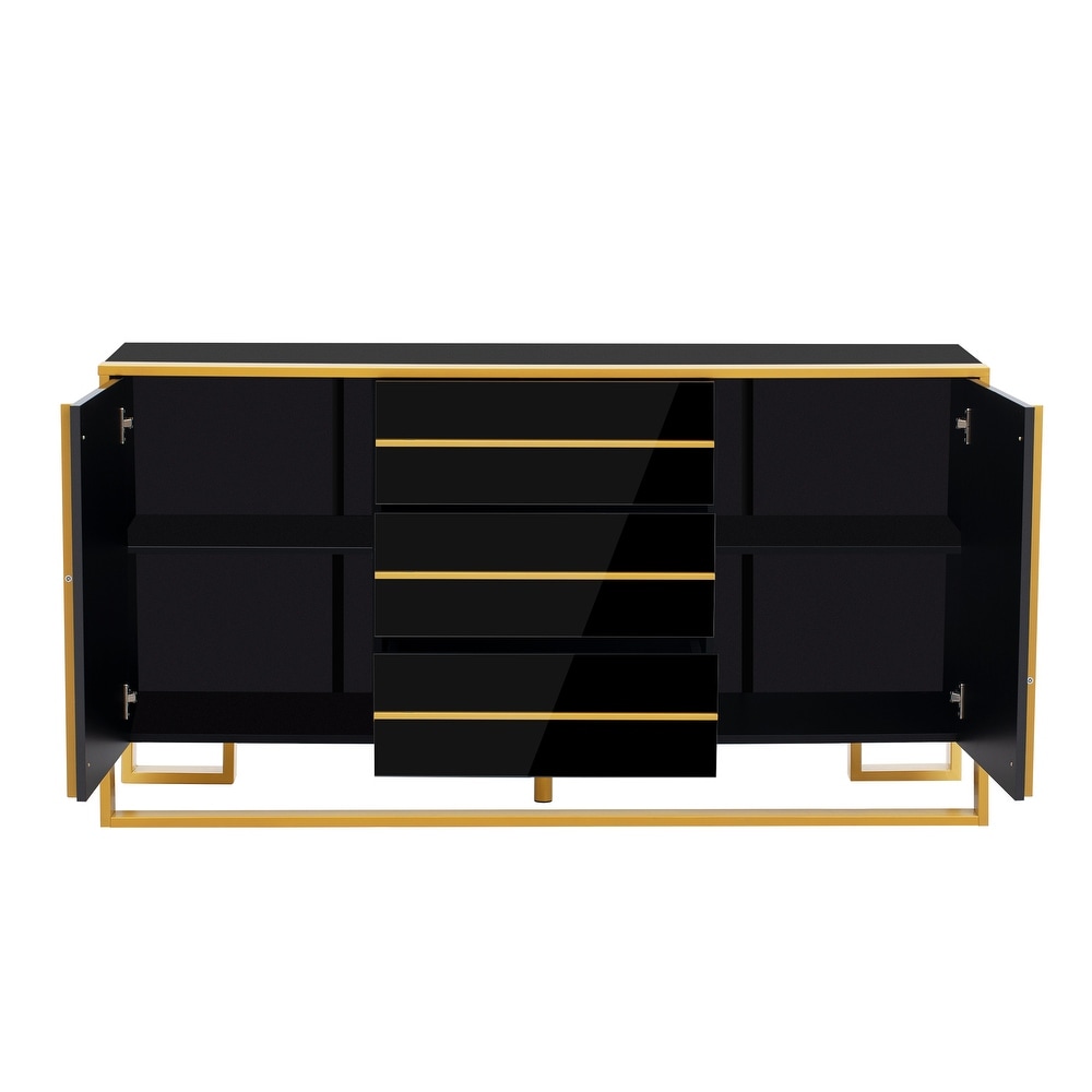 Sideboard with Large Storage Space and Gold Metal Legs   N/A