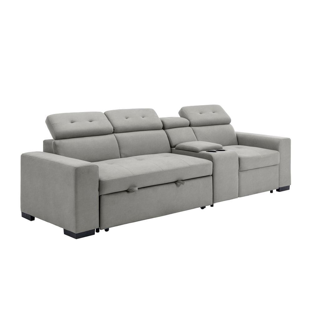 Harrisburg Polished Microfiber 2 Piece Sofa with Right Console