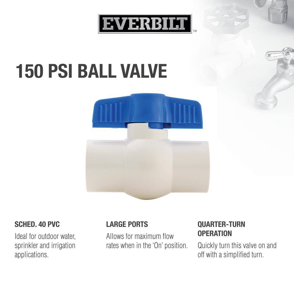 Everbilt 1 in. PVC FIP x FIP Sch. 40 Ball Valve 107-135EB