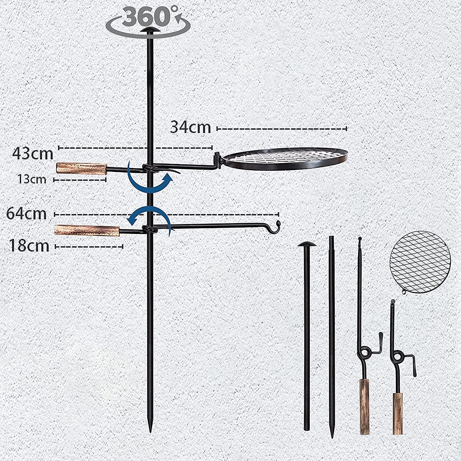 Fire Pit Grill， Adjustable Swivel Campfire Grill Heavy Duty Bbq Steel Grate， Over Fire Camping Grill For Outdoor Barbecue Over Open Fire