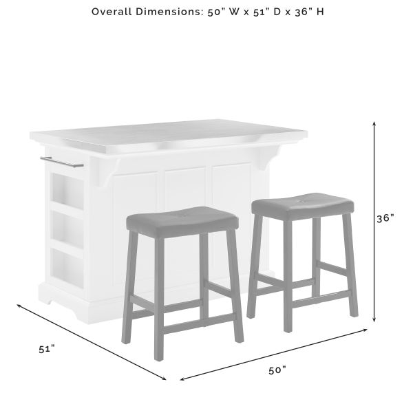 Julia Stainless Steel Top Island W/Uph Saddle Stools