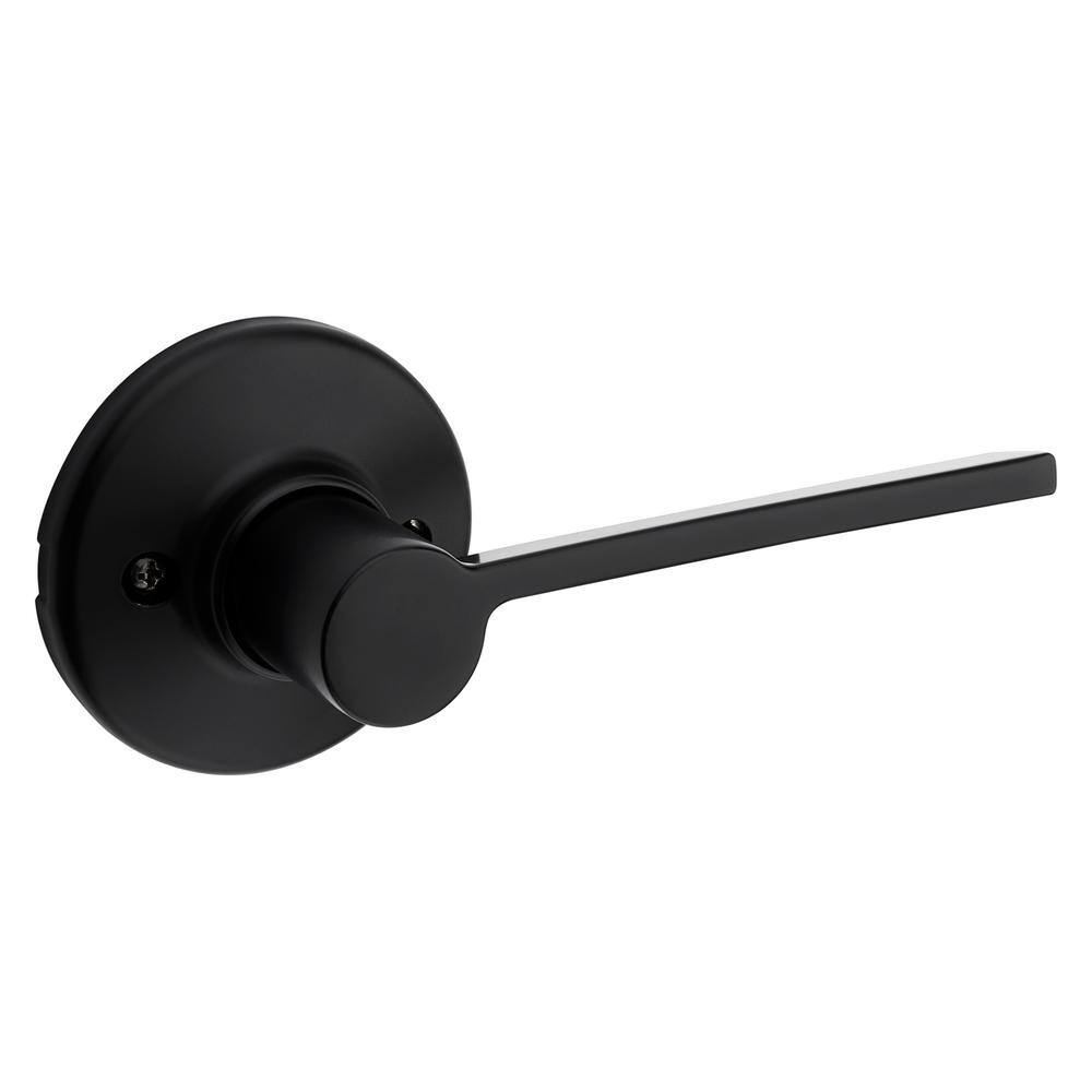 Kwikset Ladera Matte Black Contemporary Round Half-Dummy Door Lever 488LRLRDTRH514V