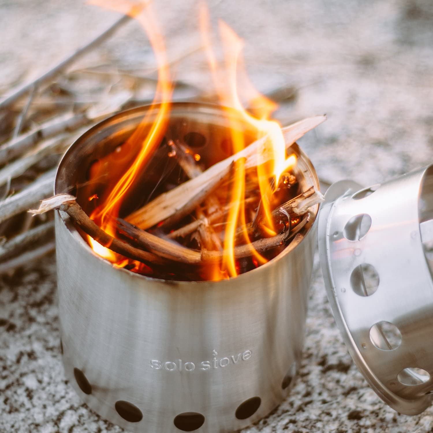 Solo Stove Lite, Portable Camping Hiking and Survival Stove, Powerful Efficient Wood Burning and Low Smoke, 1-2 People, 304 Stainless Steel, Compact 5.7"x4.2" and Lightweight 9 oz