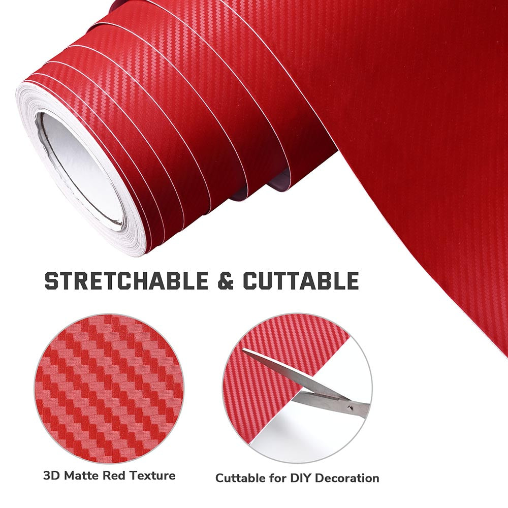 Yescom Carbon Vinyl Wrap Roll 5' x 92' Auto Car 3D Sticker Red