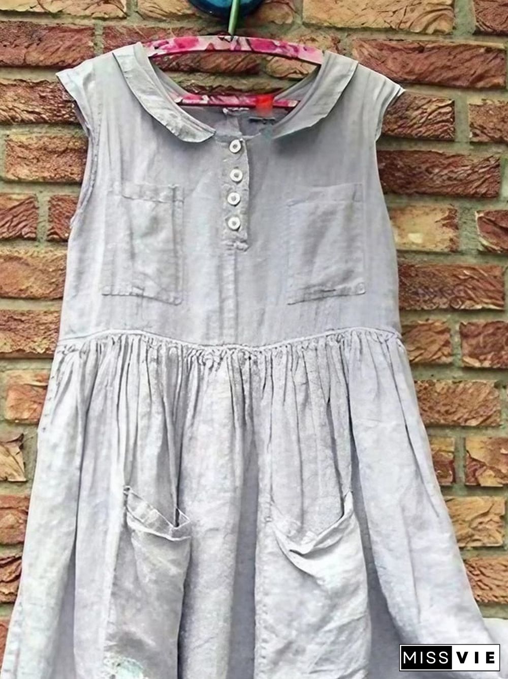 Vintage Loose Pocket Sleeveless Tank Top Dress