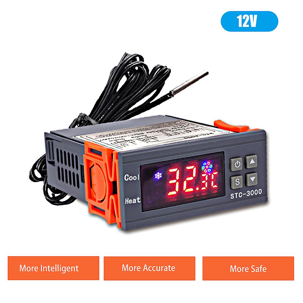 12v Stc-3000 Digital Temperature Switch Controller   Display Heating Cooling Relay Ntc Sensor Temp Control Thermostat For Freezer Fridge Hatching