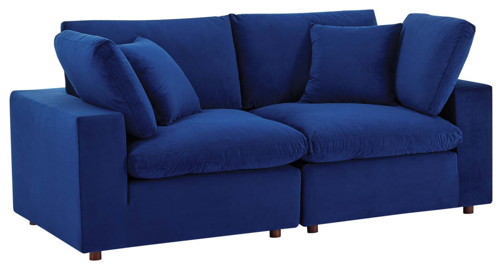 Commix Down Filled Overstuffed Performance Velvet Loveseat   Contemporary   Loveseats   by ShopFreely  Houzz