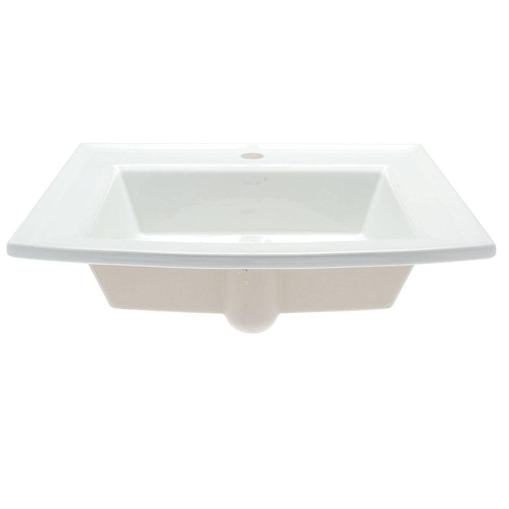 KOHLER Archer Drop-In Vitreous China Bathroom Sink in White with Overflow Drain K-2356-1-0