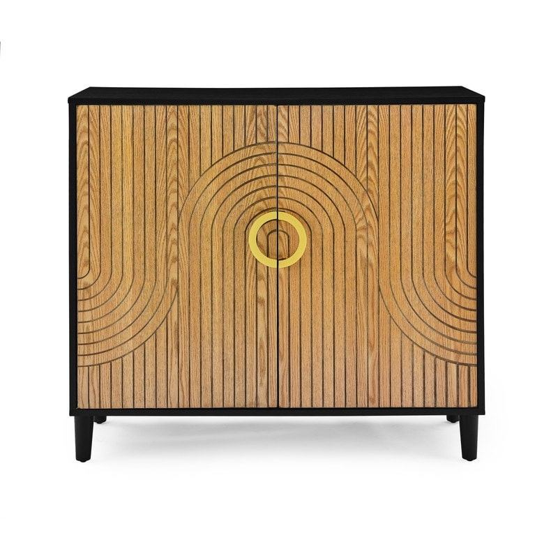 2 Doors Elegant Buffet Sideboard  Black+Natural