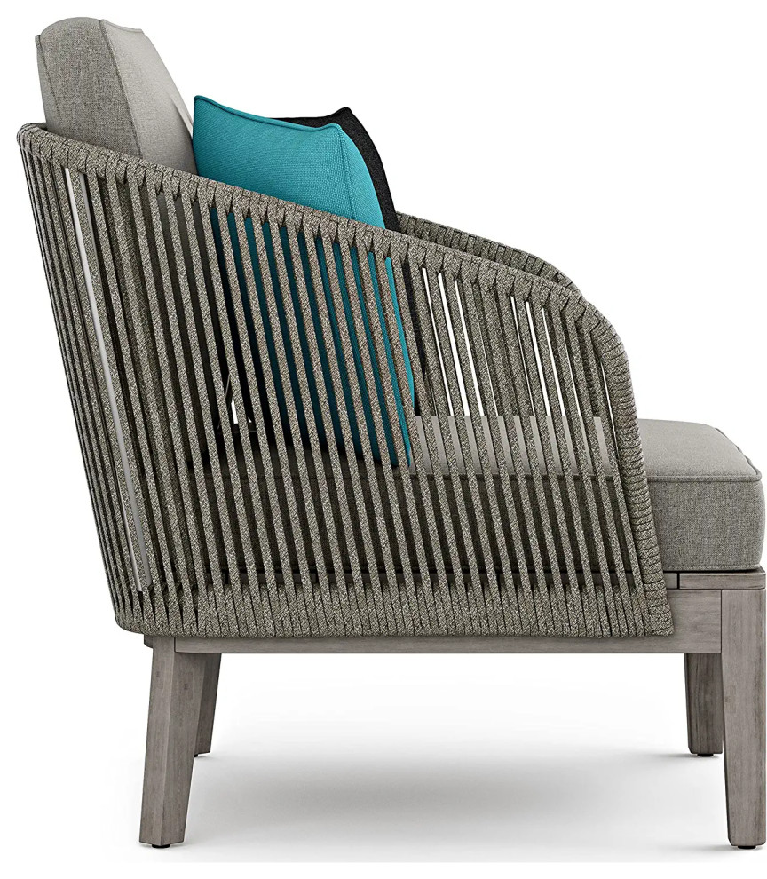 Contemporary Outdoor Lounge chair  Aluminum Frame With Rope Back  ampSloped Arms   Beach Style   Outdoor Lounge Chairs   by Decor Love  Houzz