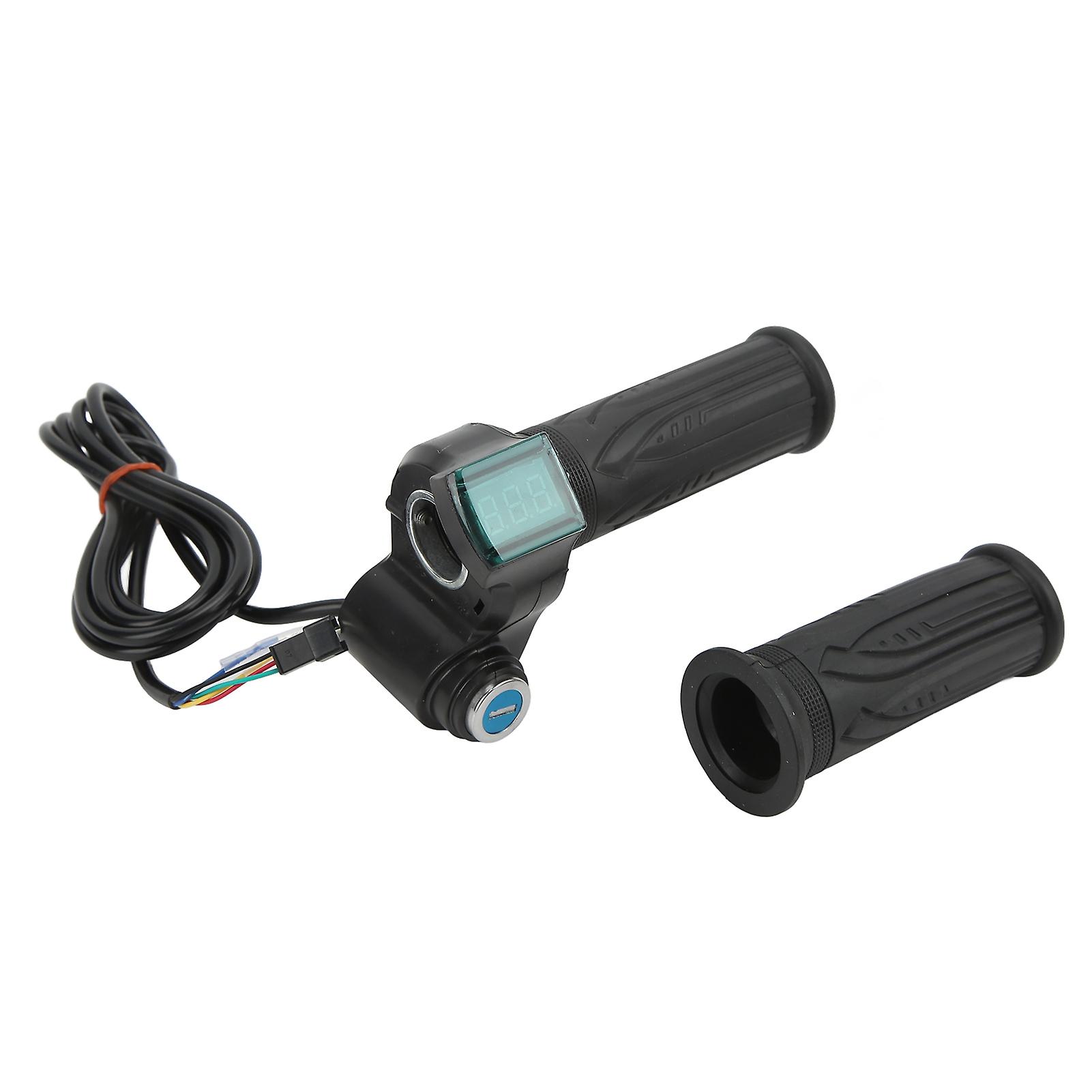 2pcs Electric Bicycle Throttle Grip Speed Control Throttle Handle With Green Digital Display