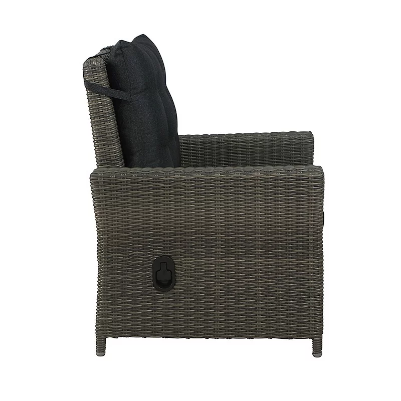 Alaterre Furniture Asti All-Weather Wicker Outdoor Chair and Ottoman 4-piece Set