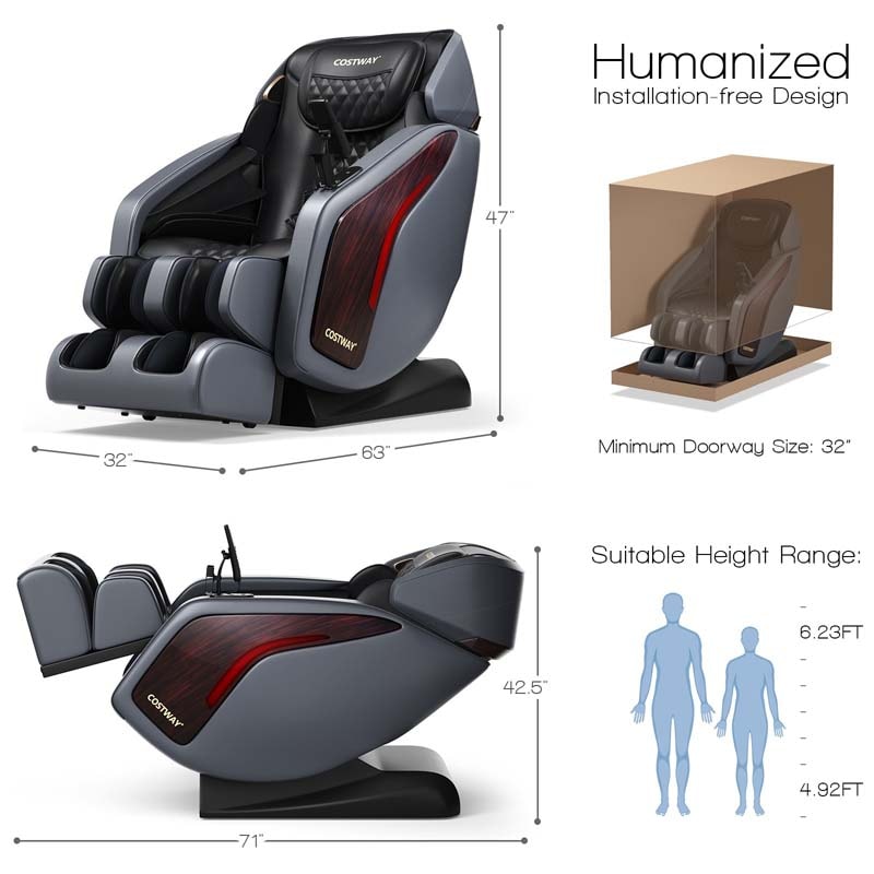 Thai Stretch 3D Zero Gravity Massage Chair Full Body SL Track Massage Recliner with Phone Holder