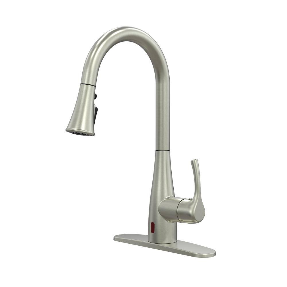 Glacier Bay Marcie Single-Handle Integrated Pull Down Touchless Kitchen Faucet in Brushed Nickel RF412034