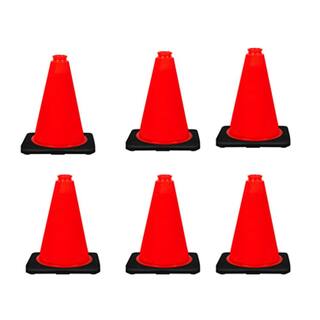 Vanity Art 18 in. Orange PVC Non-Reflective Safety Cone with Black Base (Pack of 6) VA18NRSC