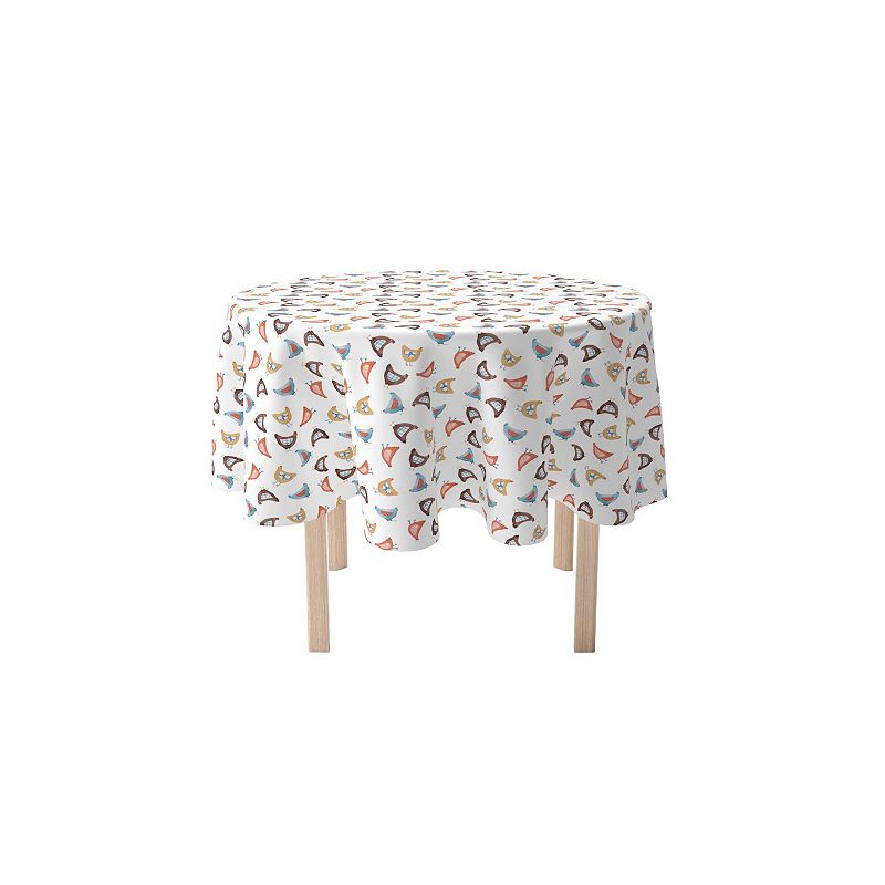 Round Tablecloth， 100% Cotton， 60 Round， Country Chickens Design