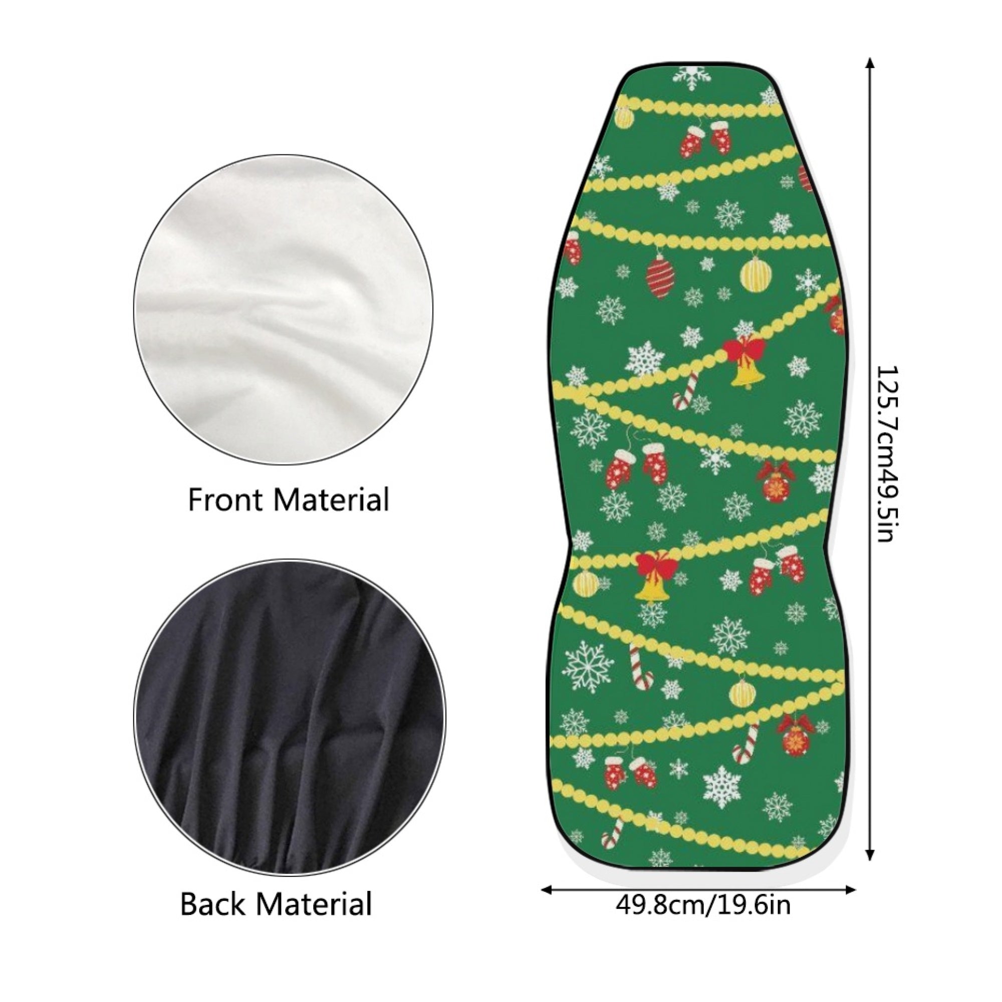 Diaonm Christmas Tree Pattern 2 Packs Car Front Seat Covers Flexible Stretchy Polyester Fabric Seats Protector Case Fits Most Sedans Vans Trucks