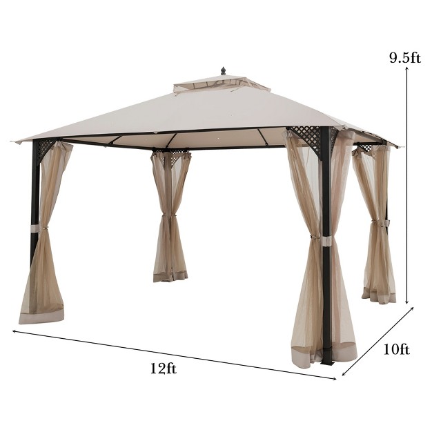 Tangkula 12 x27 X 10 x27 Octagonal Tent Outdoor Gazebo Canopy Shelter With Mosquito Netting