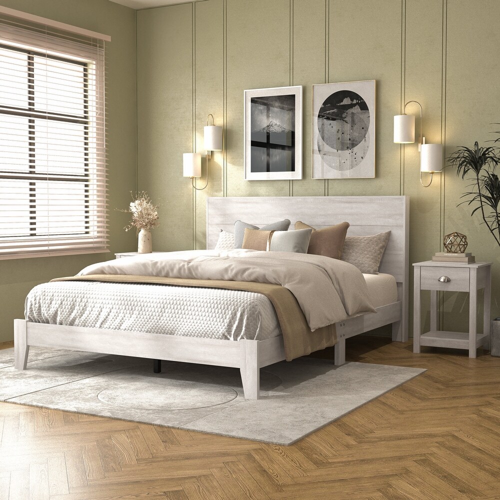 Layton 3 Piece Queen Wood Bedroom Set with Nightstand