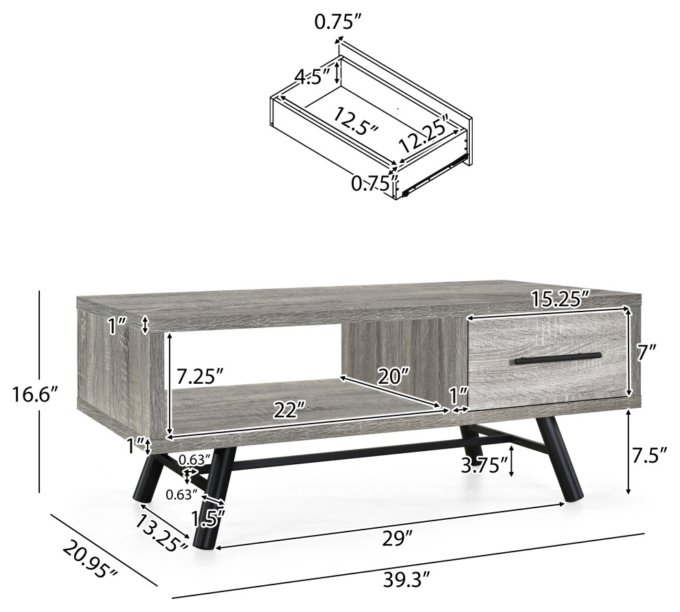 Sylas Mid Century Coffee Table With Storage   Midcentury   Coffee Tables   by GDFStudio  Houzz