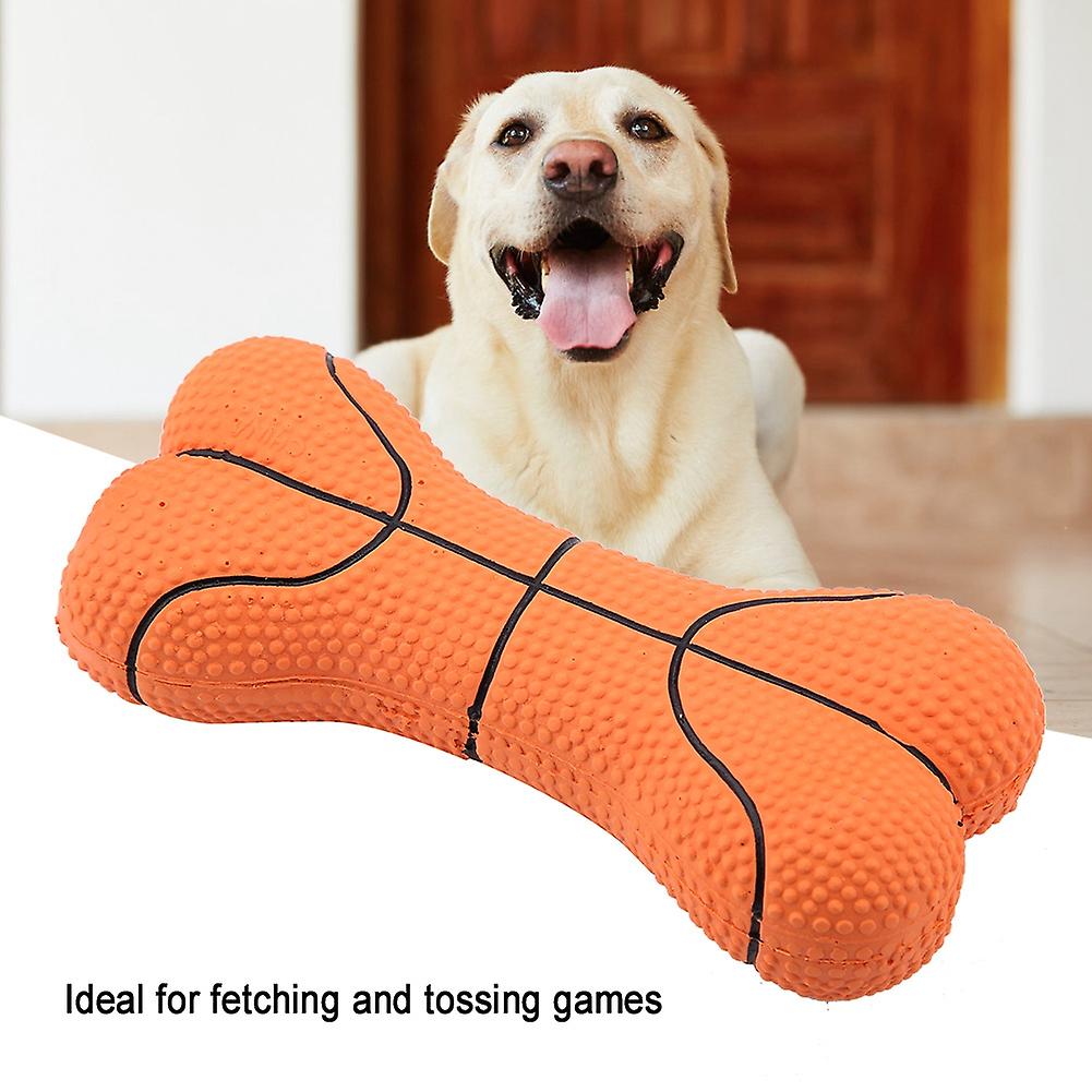 Pet Dog Toy Bite Resistant Natural Latex Bone Puppy Chew Toys(basketball)