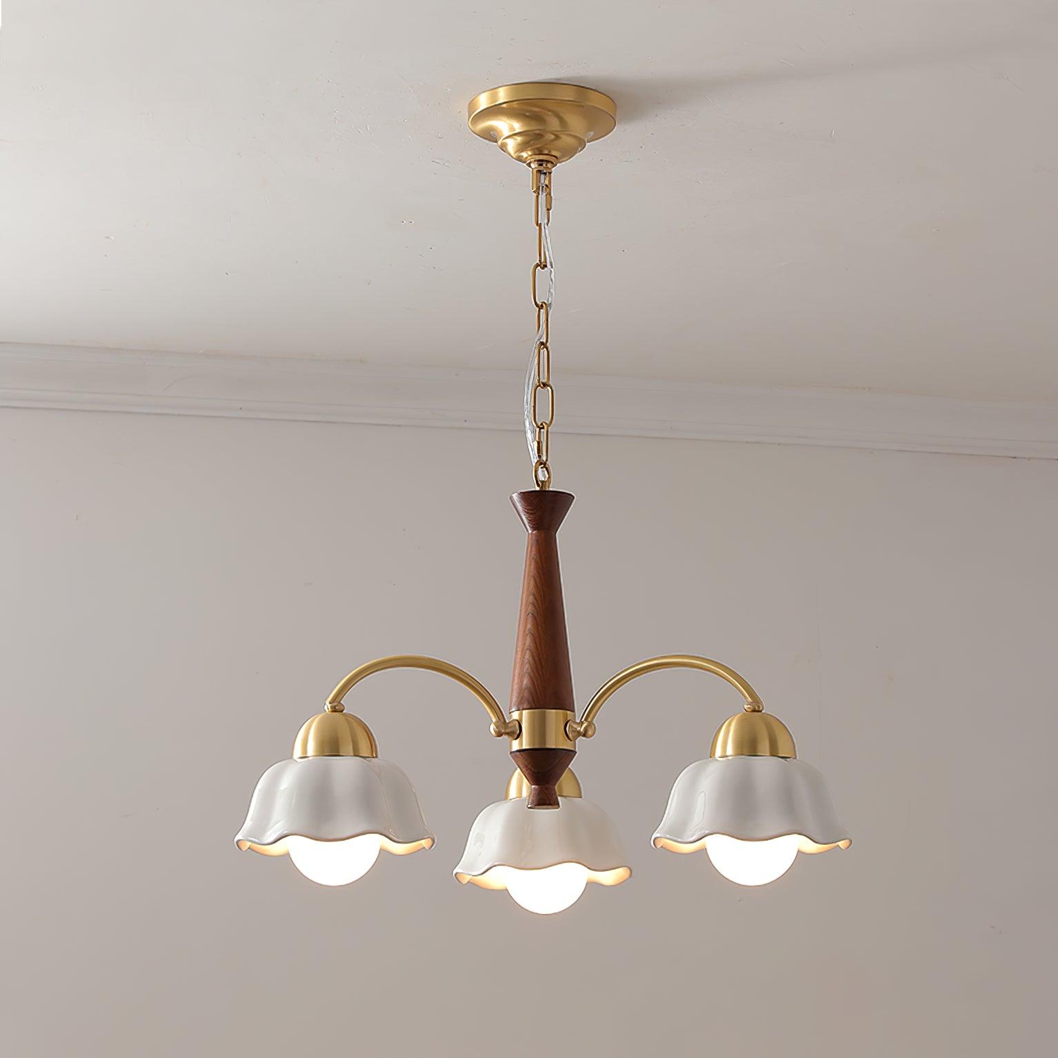 Swedish Modern Brass Chandelier